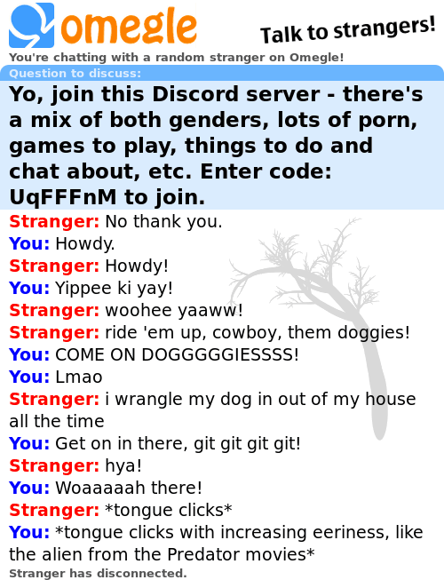 Yo, join this Discord server - there's a mix of both genders, lots of ...